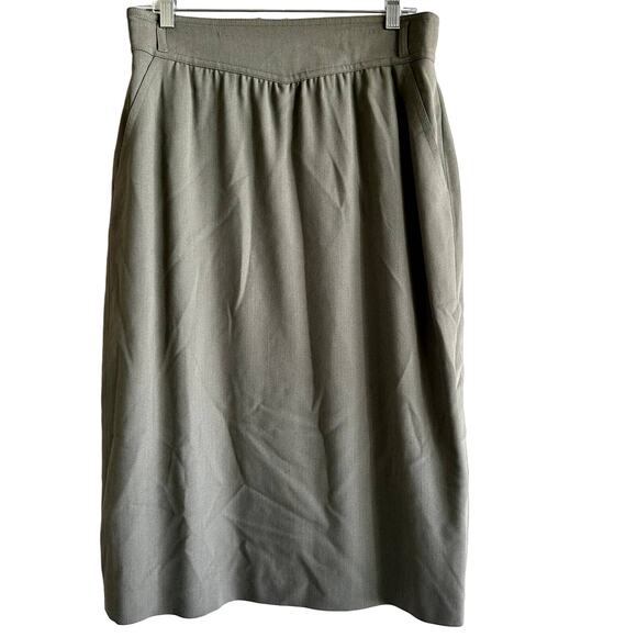 Escada Pencil Mini Skirt Pleated Mid Rise Pockets Back Zip...